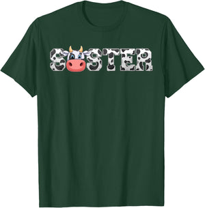 Sister Cow Print Cowboy Animal Pattern Farmer Cow Sister T-Shirt - T-Shirt | Forest