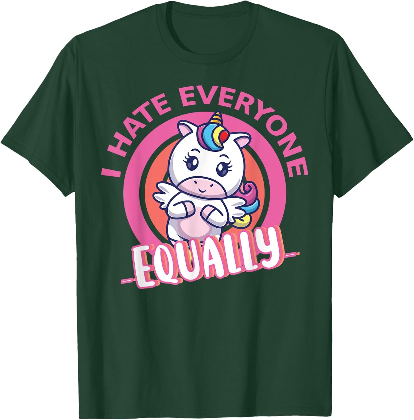 I Hate Everyone Equally People Suck Antisocial Unicorn Funny T-Shirt - T-Shirt | Forest