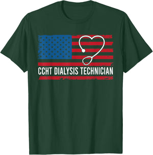 CCHT Dialysis Tech USA Flag T-Shirt - T-Shirt | Forest