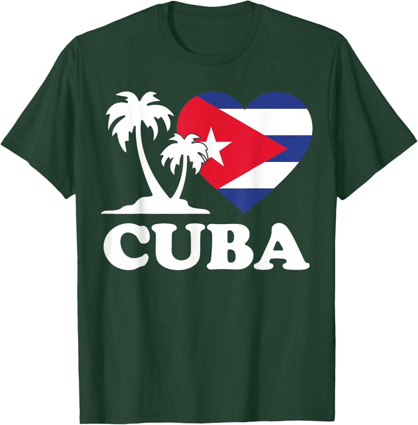 I Love Cuba Cuban Flag Heart Men Women Kids T-Shirt - T-Shirt | Forest