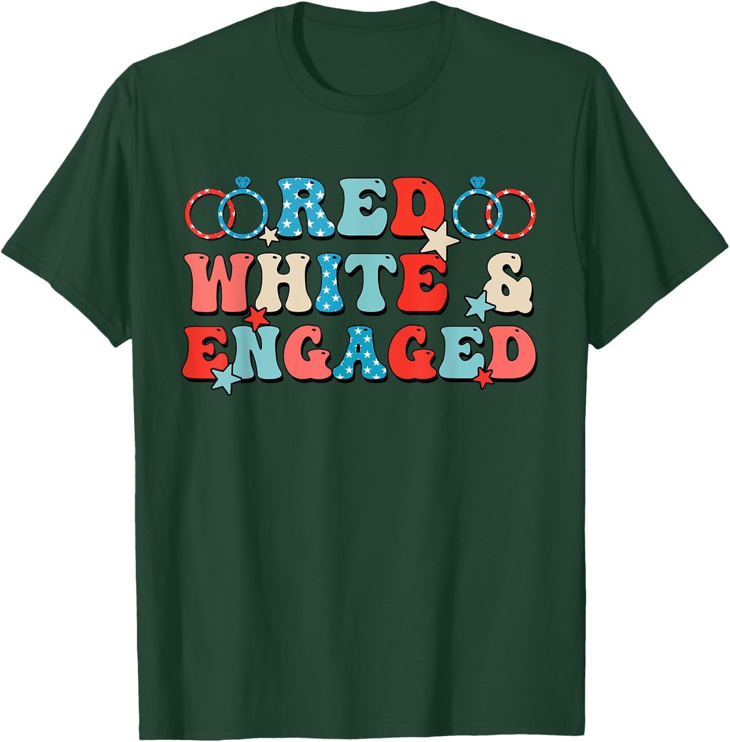 Red White And Engaged Men Women 4th Of July Usa Flag T-Shirt - T-Shirt | Forest