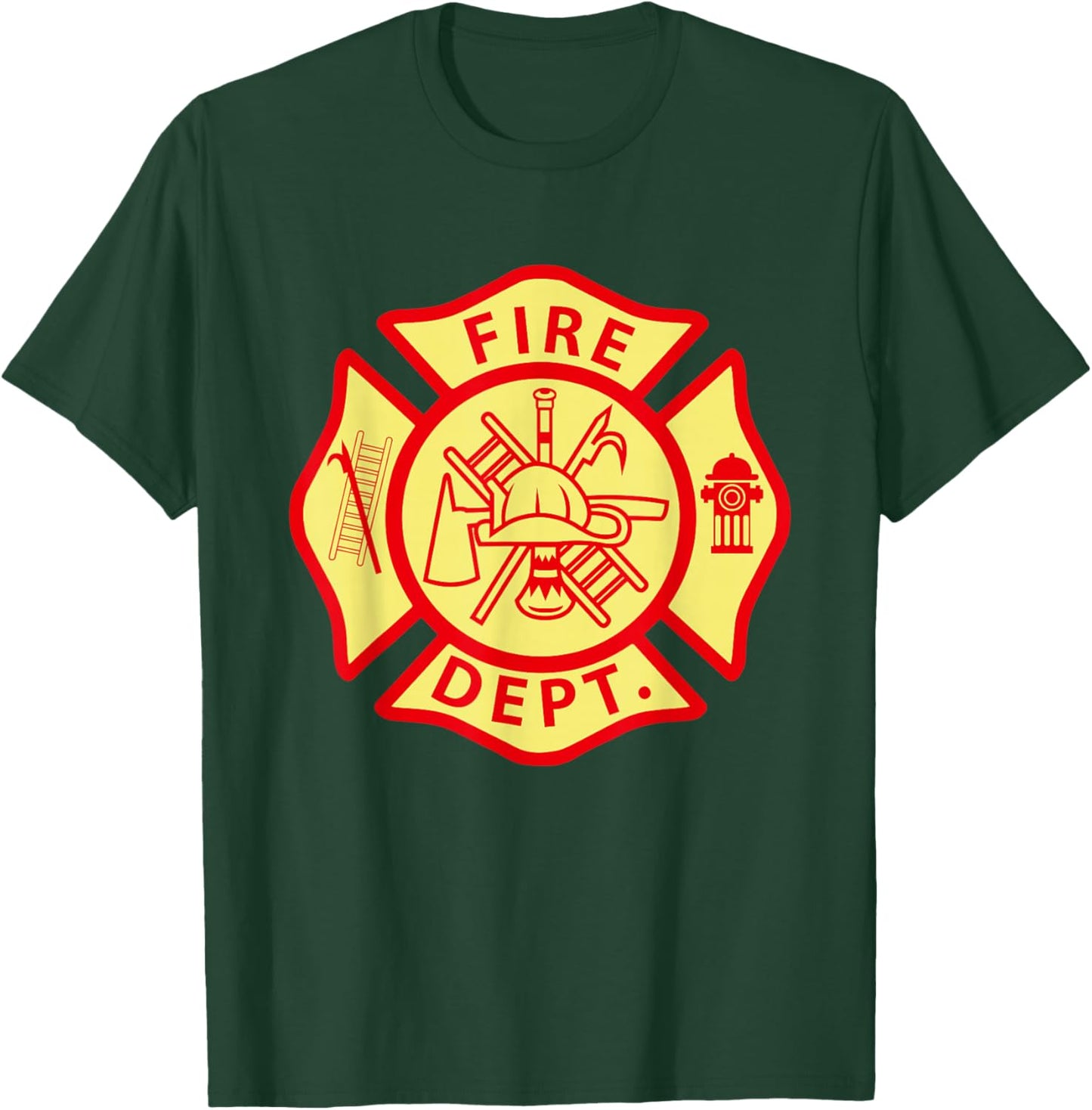 Fire Department Logo Uniform Fireman Symbol Firefighter Gear T-Shirt - T-Shirt | Forest