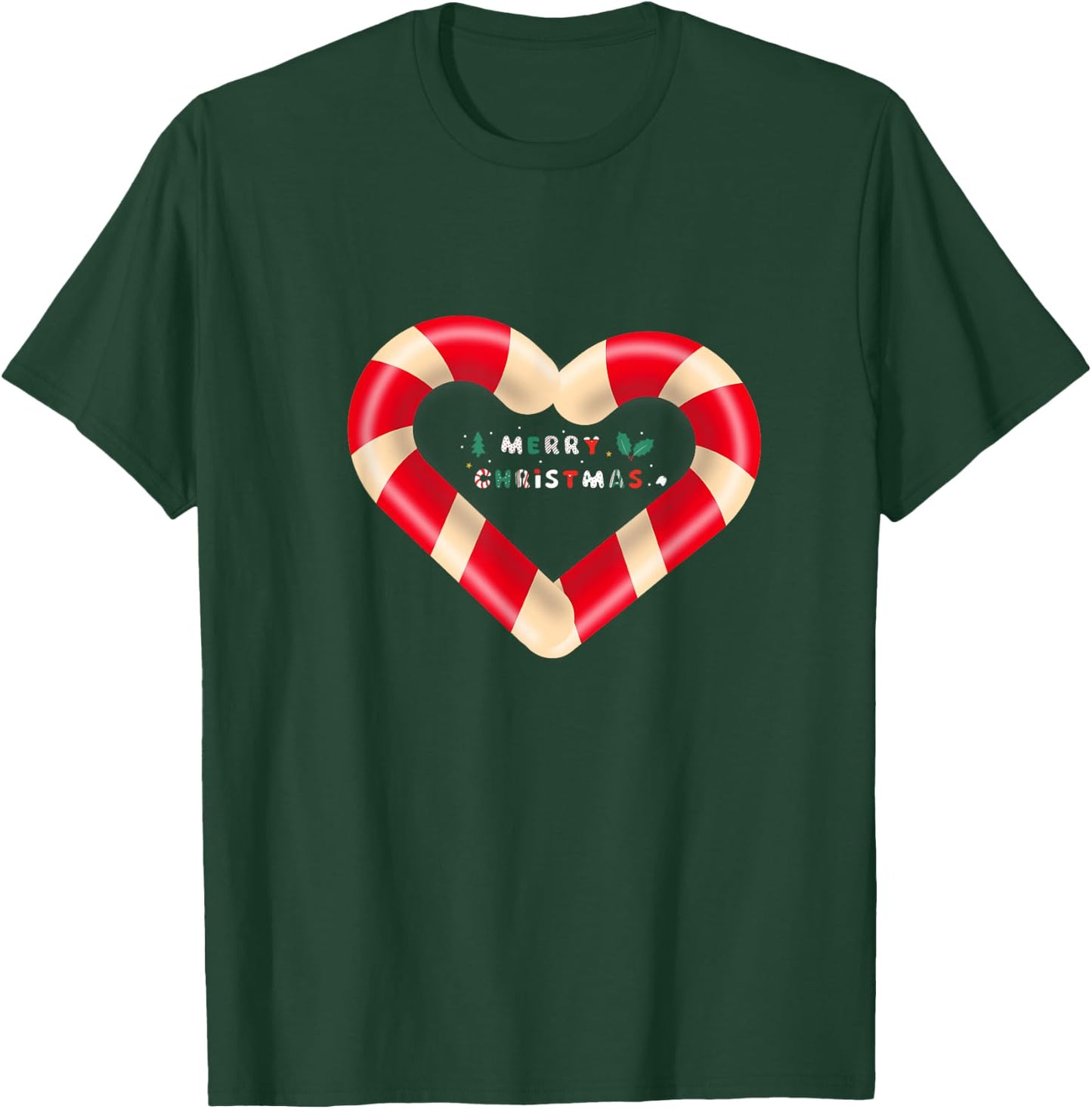 Merry Christmas Candy Cane hearts T-Shirt - T-Shirt | Forest