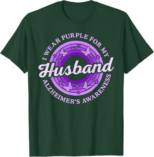 I Wear Purple For My Husband Alzheimer's Awareness Day Month T-Shirt - T-Shirt | Forest