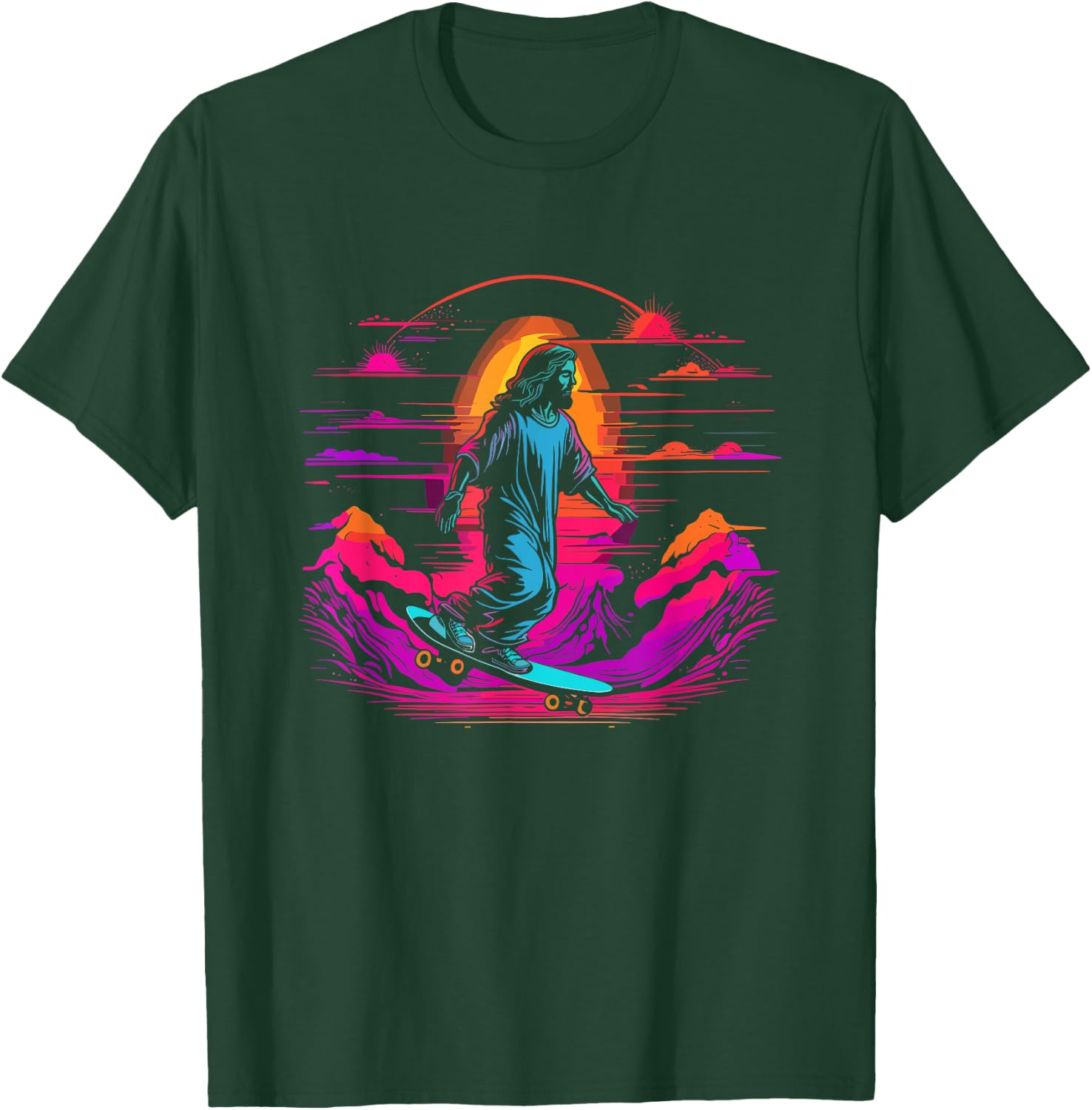 Jesus Christ Skateboarding - Retro Christian Skateboard T-Shirt - T-Shirt | Forest