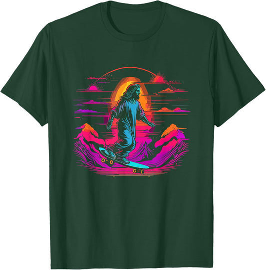 Jesus Christ Skateboarding - Retro Christian Skateboard T-Shirt - T-Shirt | Forest