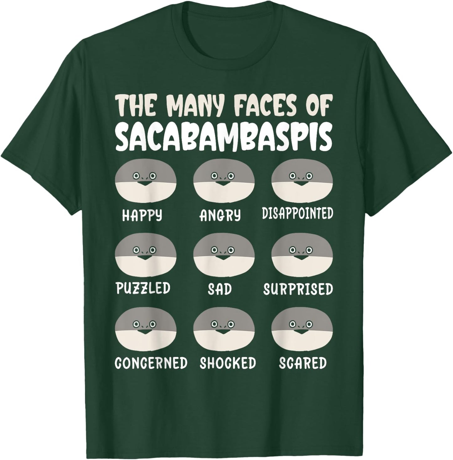 The Many Faces Of Sacabambaspis Funny Fish Meme T-Shirt - T-Shirt | Forest