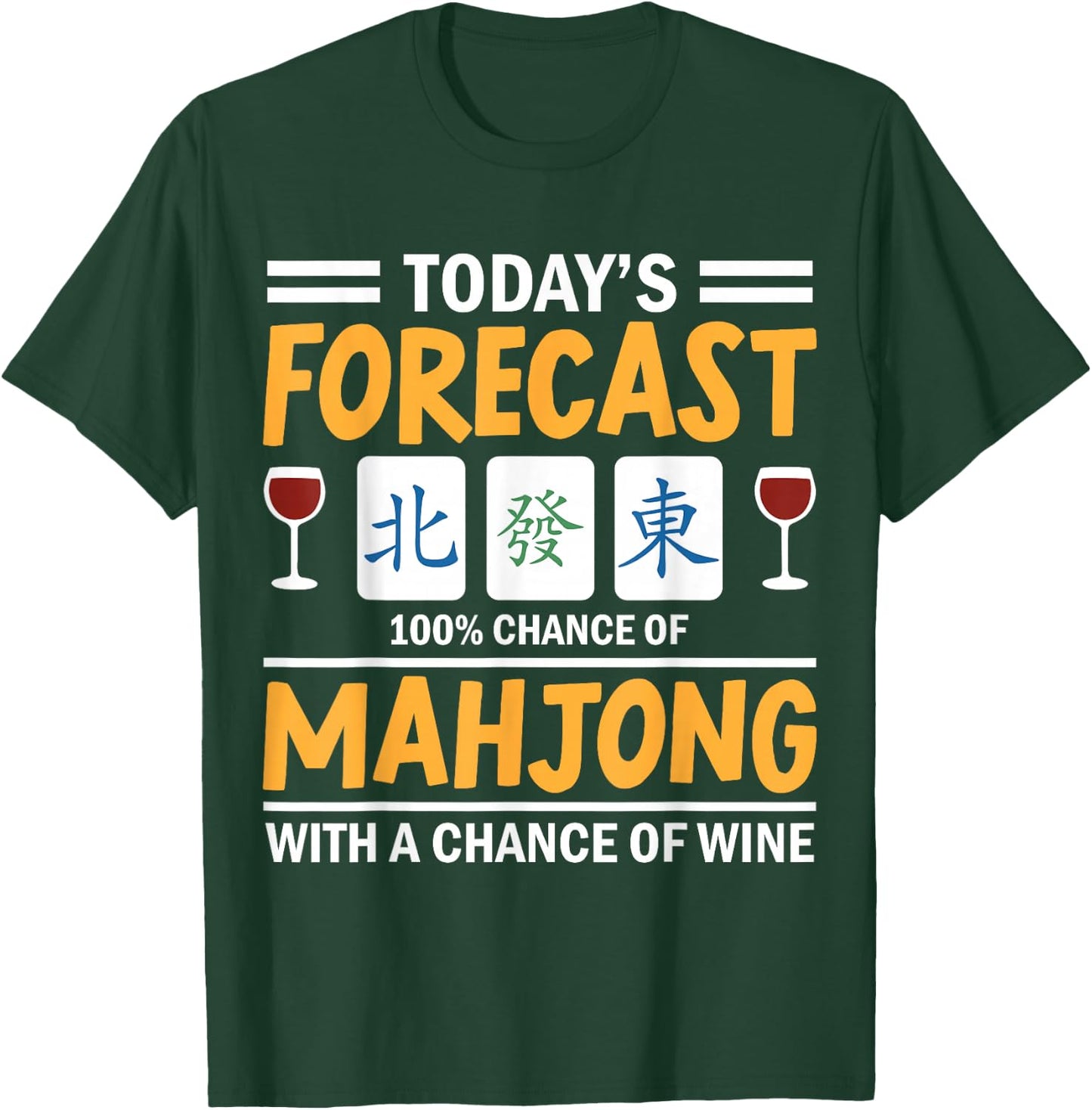 Mahjong Girl Funny Mahjong and wine T-Shirt - T-Shirt | Forest