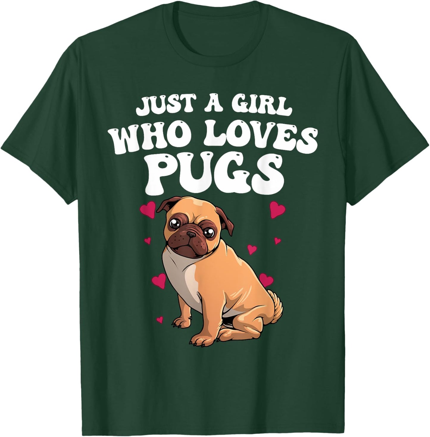 Cute Pug Designs Girls Pet Dog Puppy Animal Pun , Black T-Shirt - T-Shirt | Forest