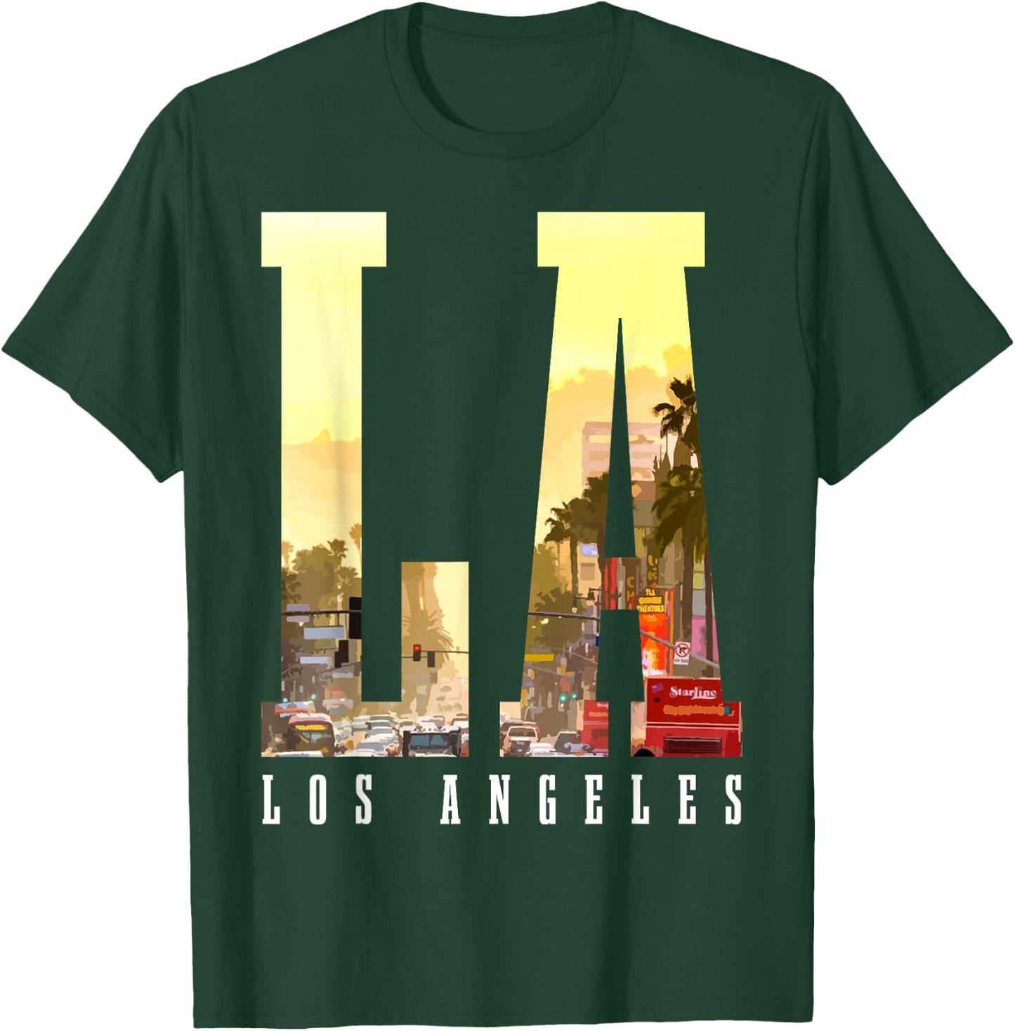Los Angeles LA Skyline Vintage California LA T-Shirt - T-Shirt | Forest