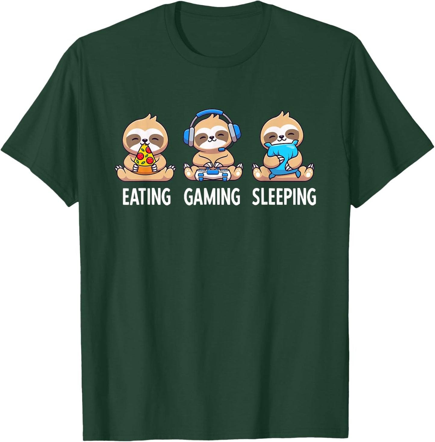 Eating Gaming Sleeping Sloth Kids T-Shirt - T-Shirt | Forest
