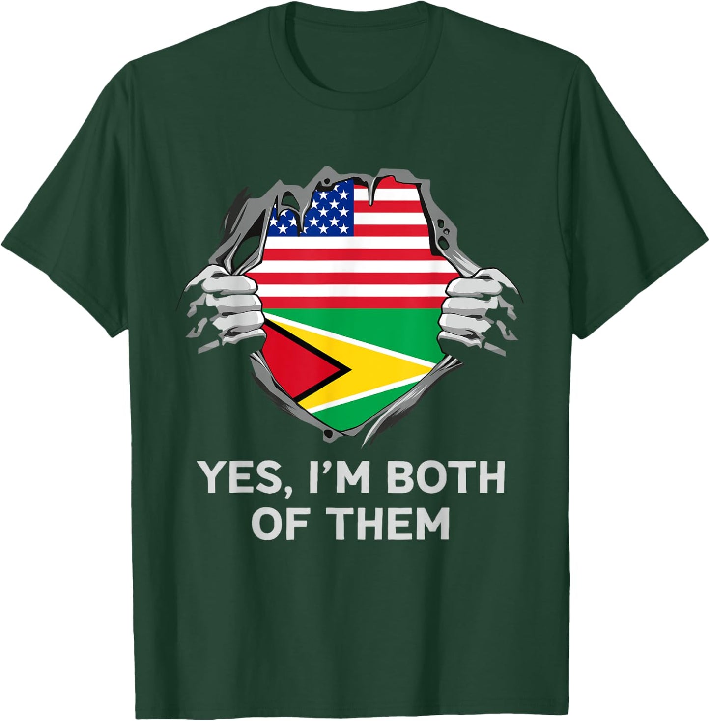 Half American Half Guyanese USA Guyana Flag T-Shirt - T-Shirt | Forest