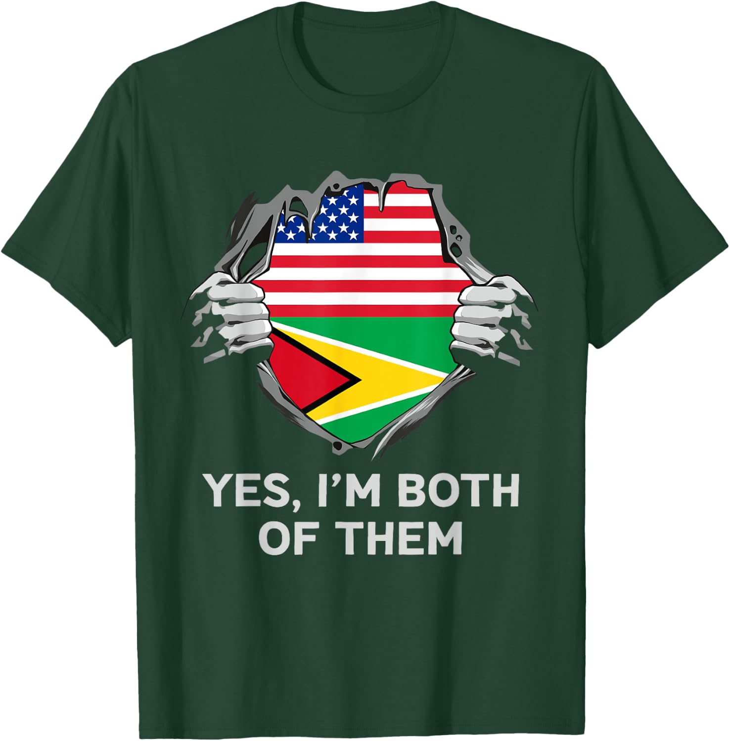 Half American Half Guyanese USA Guyana Flag T-Shirt - T-Shirt | Forest