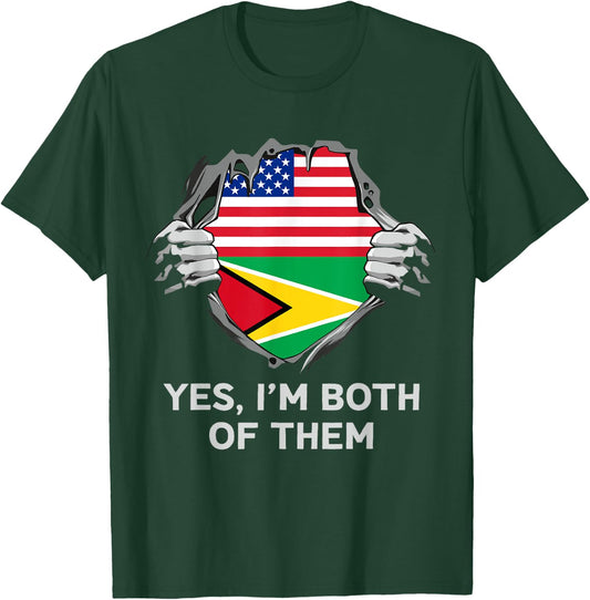 Half American Half Guyanese USA Guyana Flag T-Shirt - T-Shirt | Forest