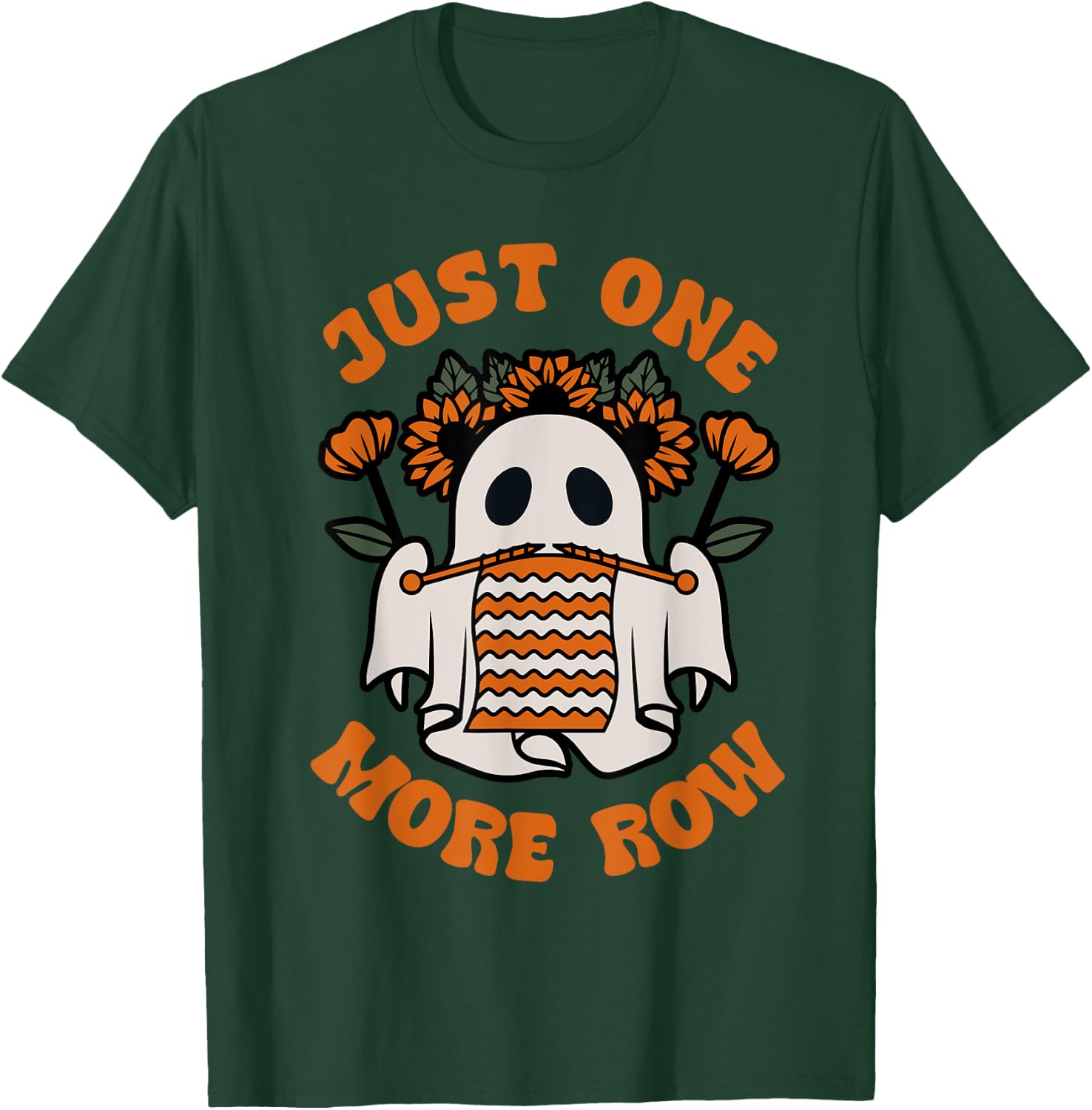 Funny Just One More Row Crochet Boo Halloween Apparel T-Shirt - T-Shirt | Forest
