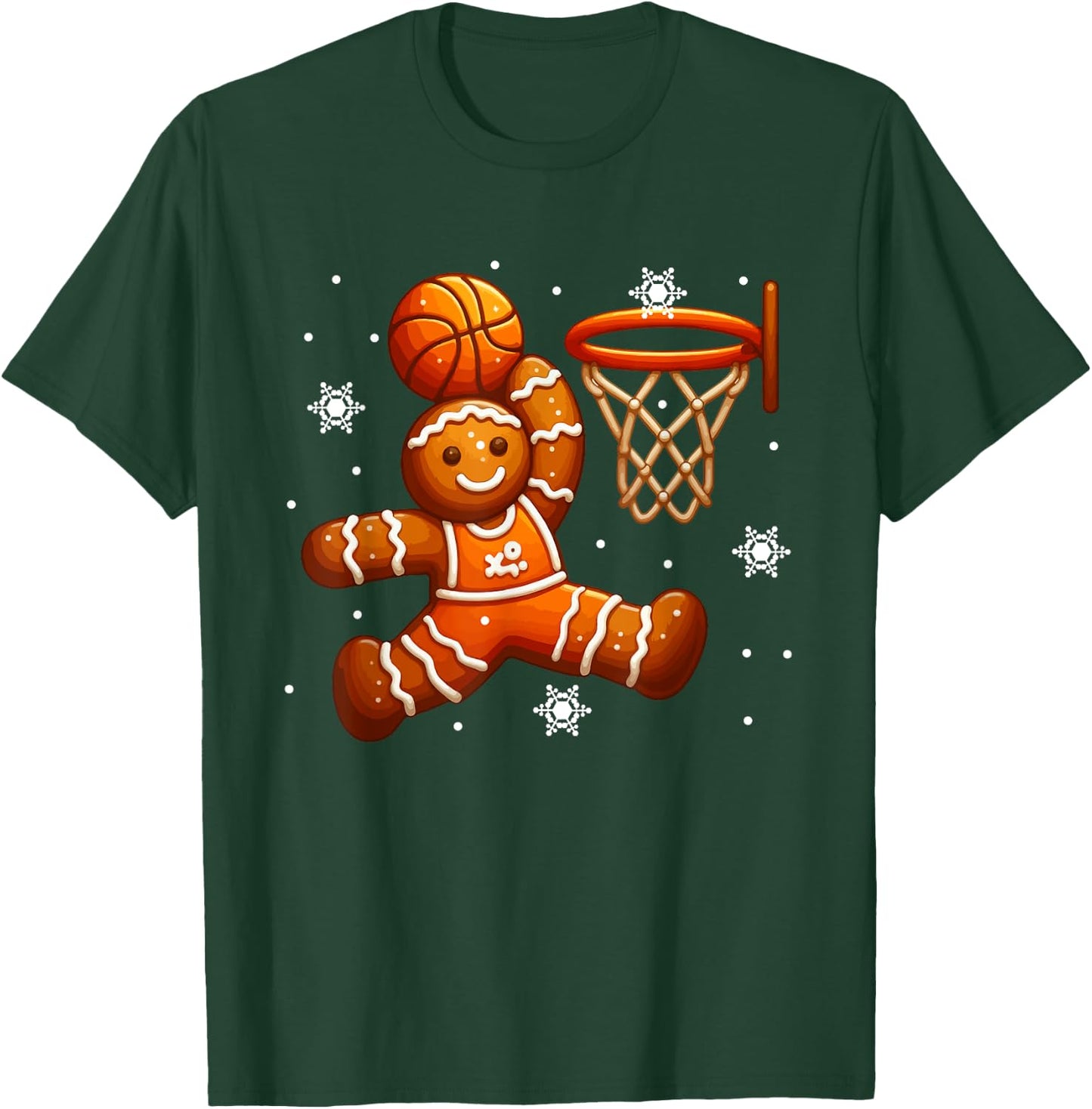 Gingerbread Playing Basketball Christmas Cookie Player Team T-Shirt - T-Shirt | Forest