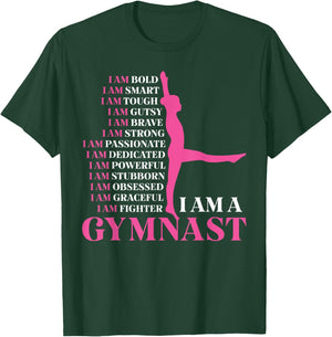 I Am A Gymnast Gymnastics Girls Boys Women Men Retro Sports T-Shirt - T-Shirt | Forest