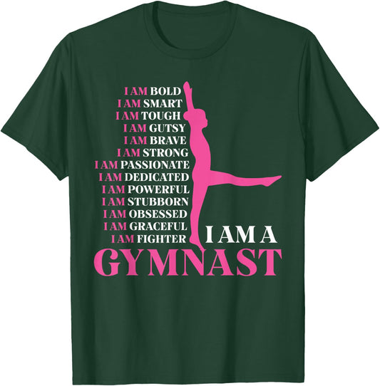 I Am A Gymnast Gymnastics Girls Boys Women Men Retro Sports T-Shirt - T-Shirt | Forest