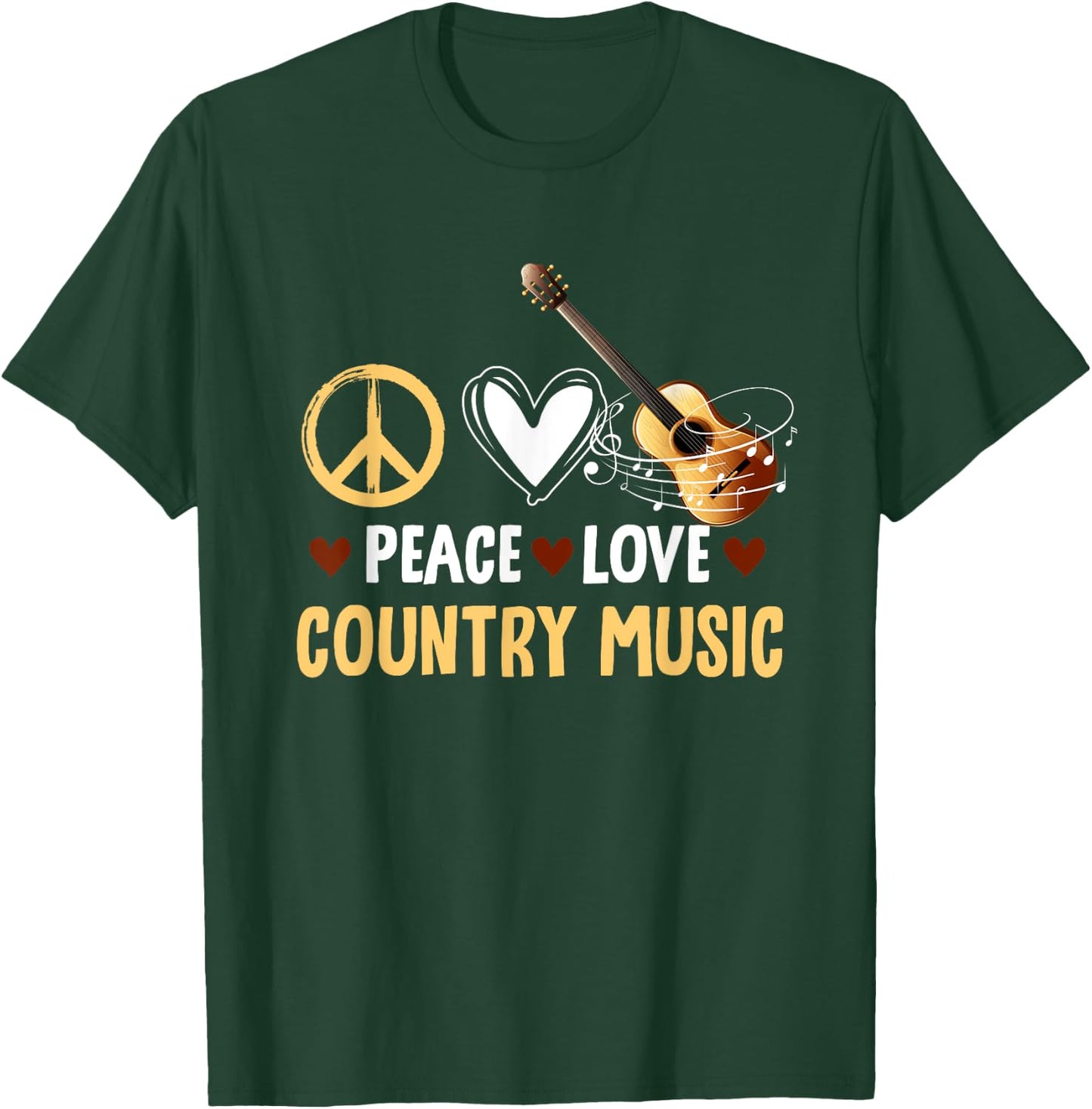 Funny Vintage Western Women Peace Love Country Music T-Shirt - T-Shirt | Forest
