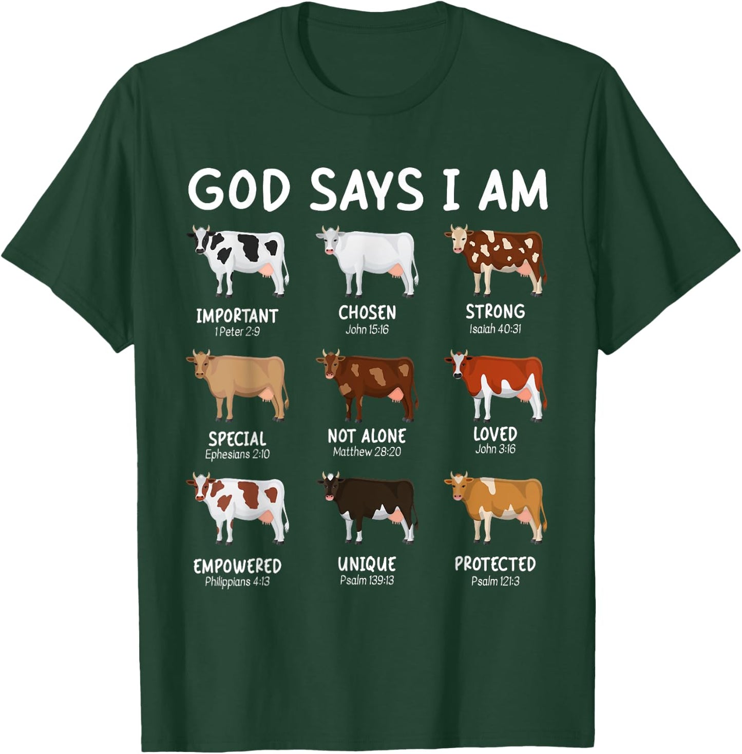 God Says I Am Cute Heifer Cow Bible Verse Christian T-Shirt - T-Shirt | Forest