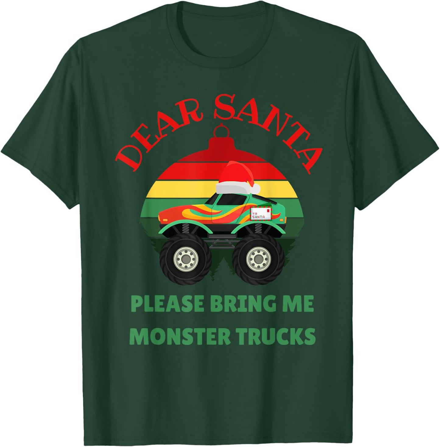 Loves Monster Trucks Christmas Pajama Kids Toddler Baby 5T T-Shirt - T-Shirt | Forest