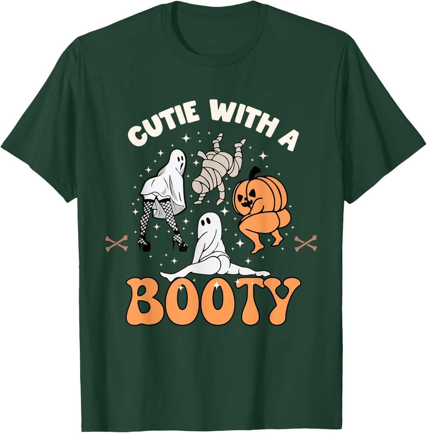 Cutie With A Booty Halloween Joke Twerking Ghost Splits Heel T-Shirt - T-Shirt | Forest