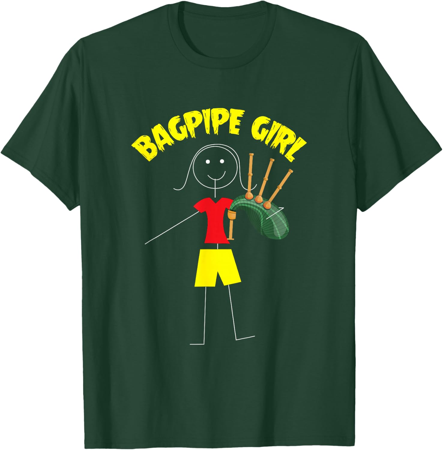 Bagpipe Girl, Bagpipe Players And Lovers Outfit Bagpipe T-Shirt - T-Shirt | Forest