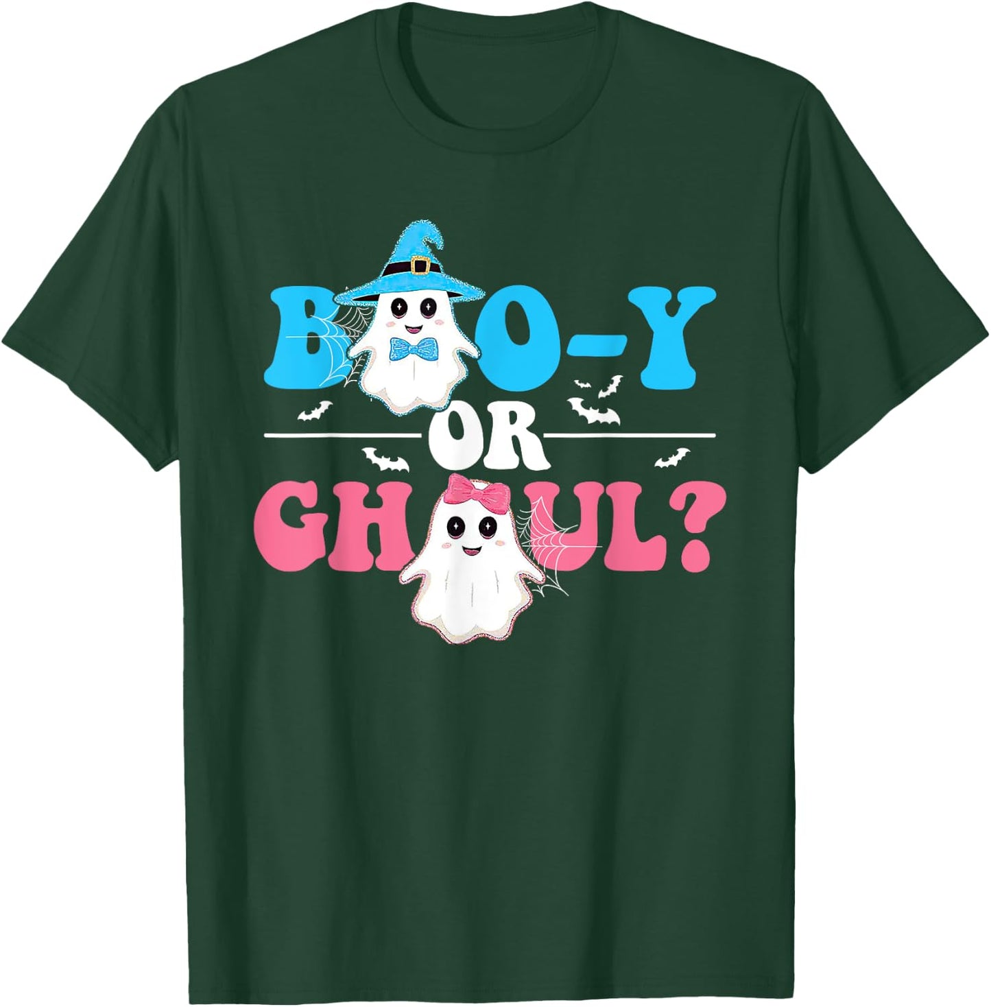 Boo-y or Ghoul Gender Reveal Cute Groovy Boy Girl Ghosts T-Shirt - T-Shirt | Forest