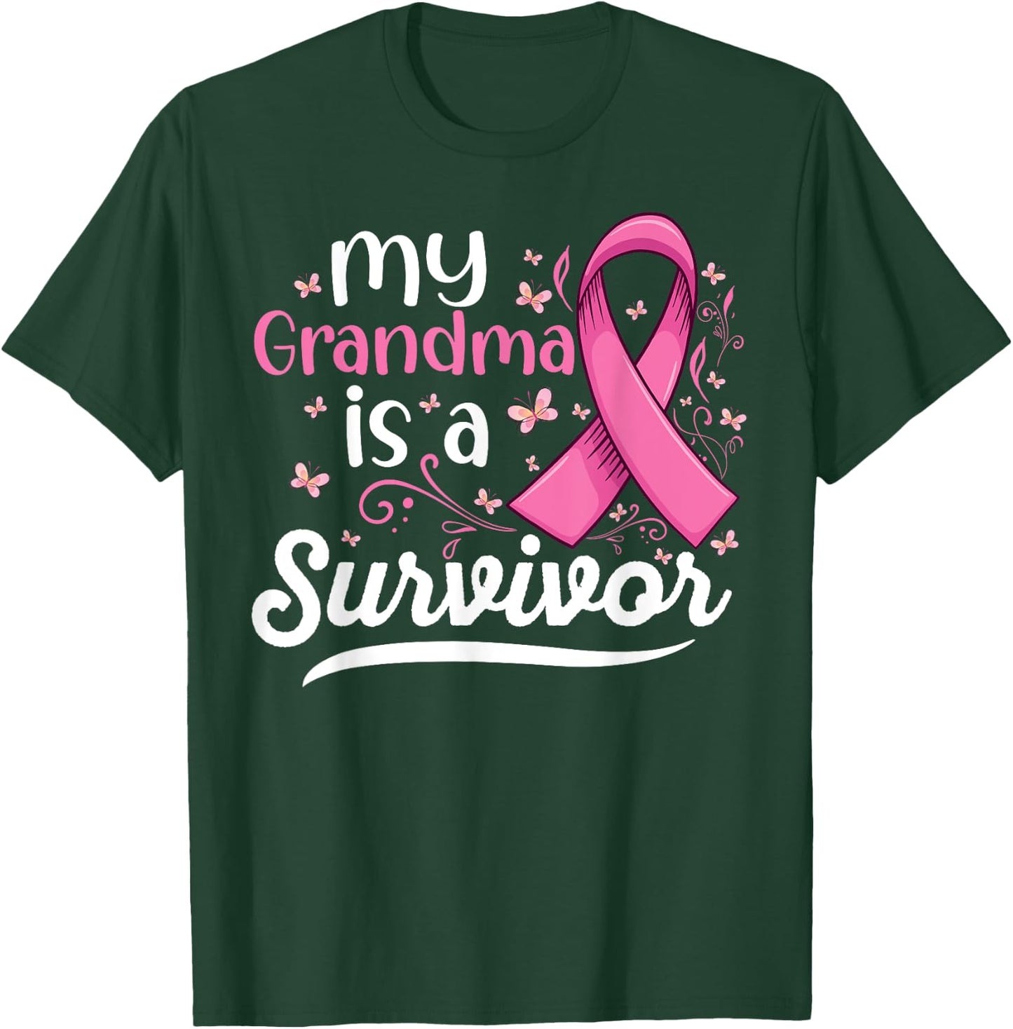 My grandma is a survivor Support Breast Cancer Awareness T-Shirt - T-Shirt | Forest