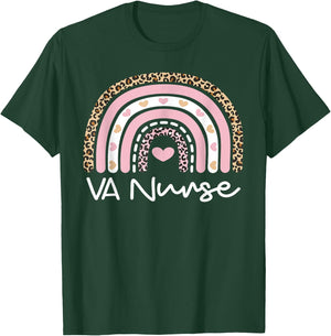 Cute VA Nurse Leopard Rainbow Nursing Day Nurse Week 2023 T-Shirt - T-Shirt | Forest