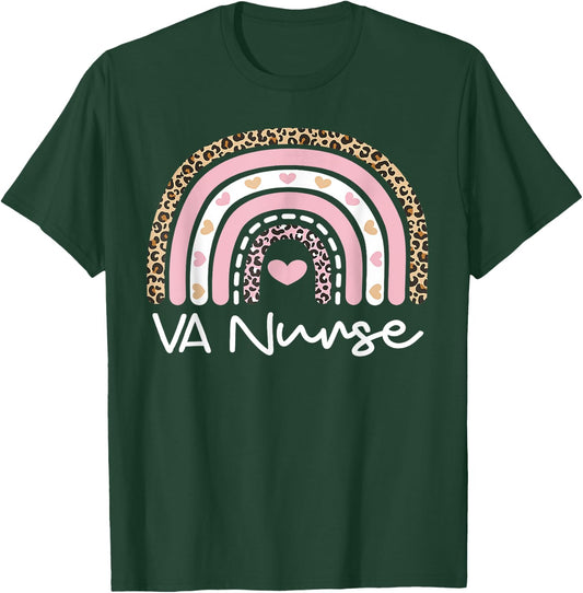 Cute VA Nurse Leopard Rainbow Nursing Day Nurse Week 2023 T-Shirt - T-Shirt | Forest