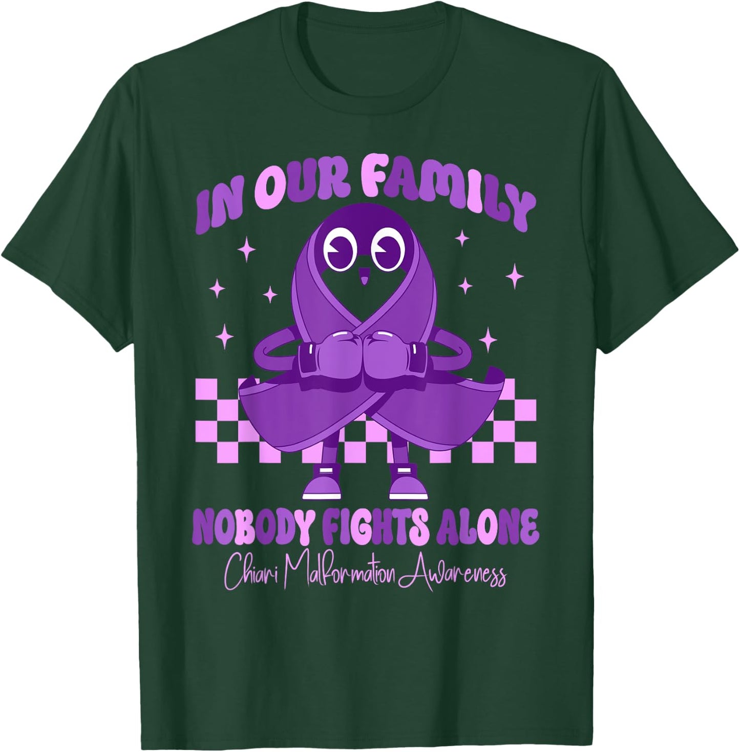 Purple Ribbon Survivor Groovy Chiari Malformation Awareness T-Shirt - T-Shirt | Forest
