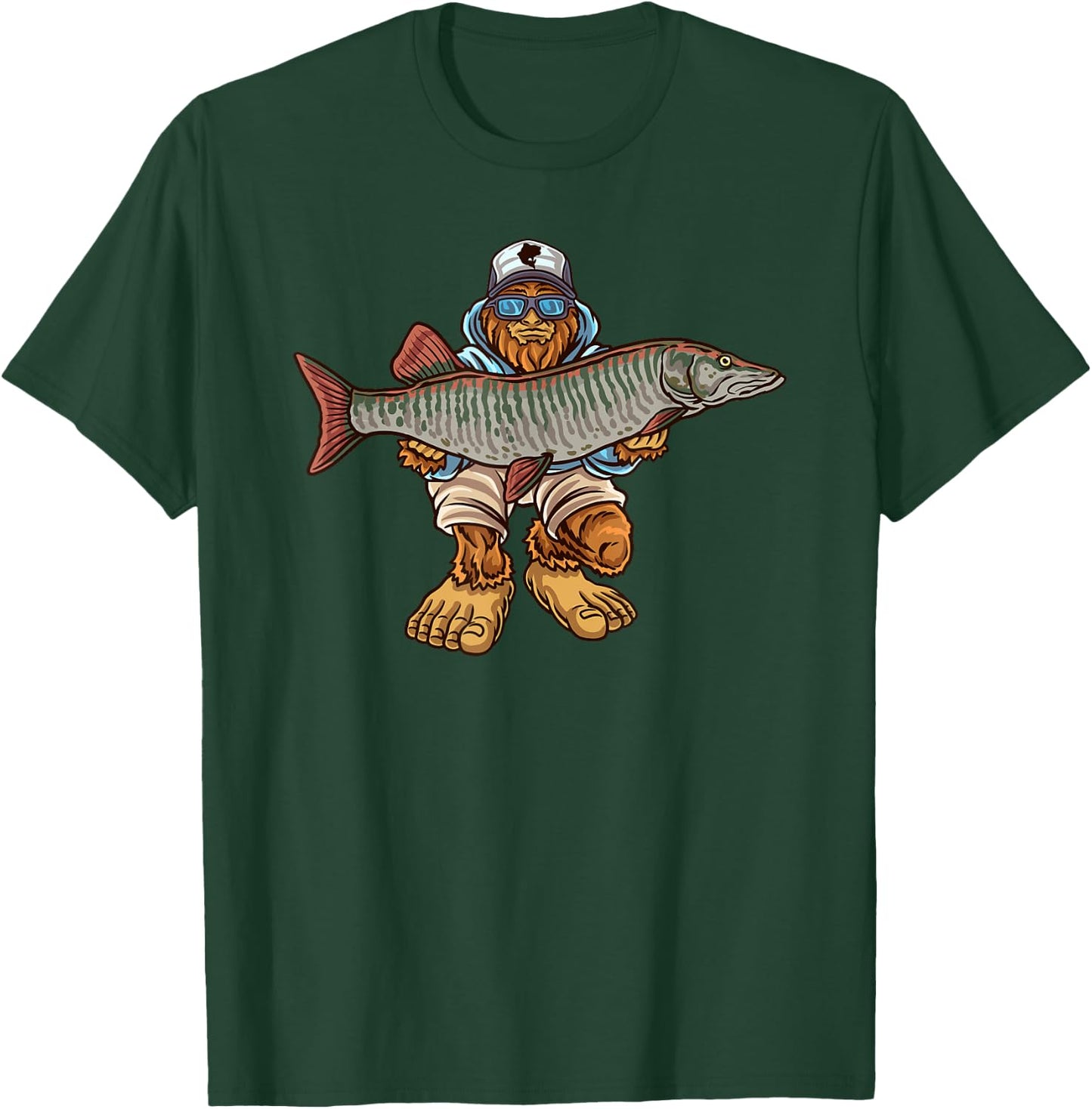 Muskie Fishing Tiger Musky Hunting Bigfoot Fishermen T-Shirt - T-Shirt | Forest