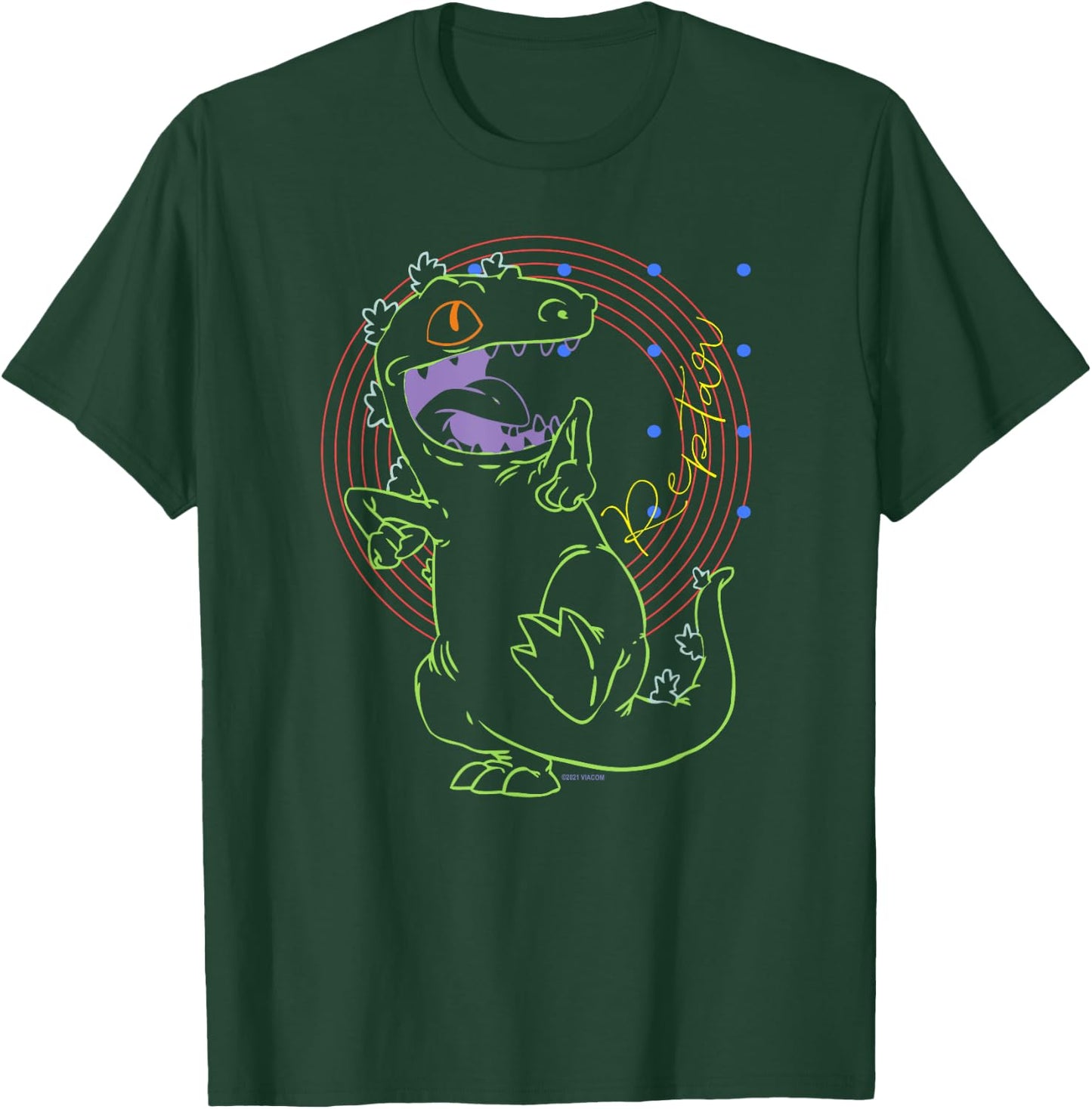 Mademark x Rugrats - Reptar - Retro Outline T-Shirt - T-Shirt | Forest