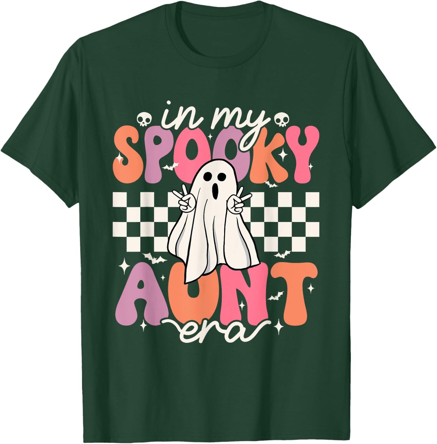 Groovy In My Spooky Aunt Era Retro Auntie Halloween Ghost T-Shirt - T-Shirt | Forest