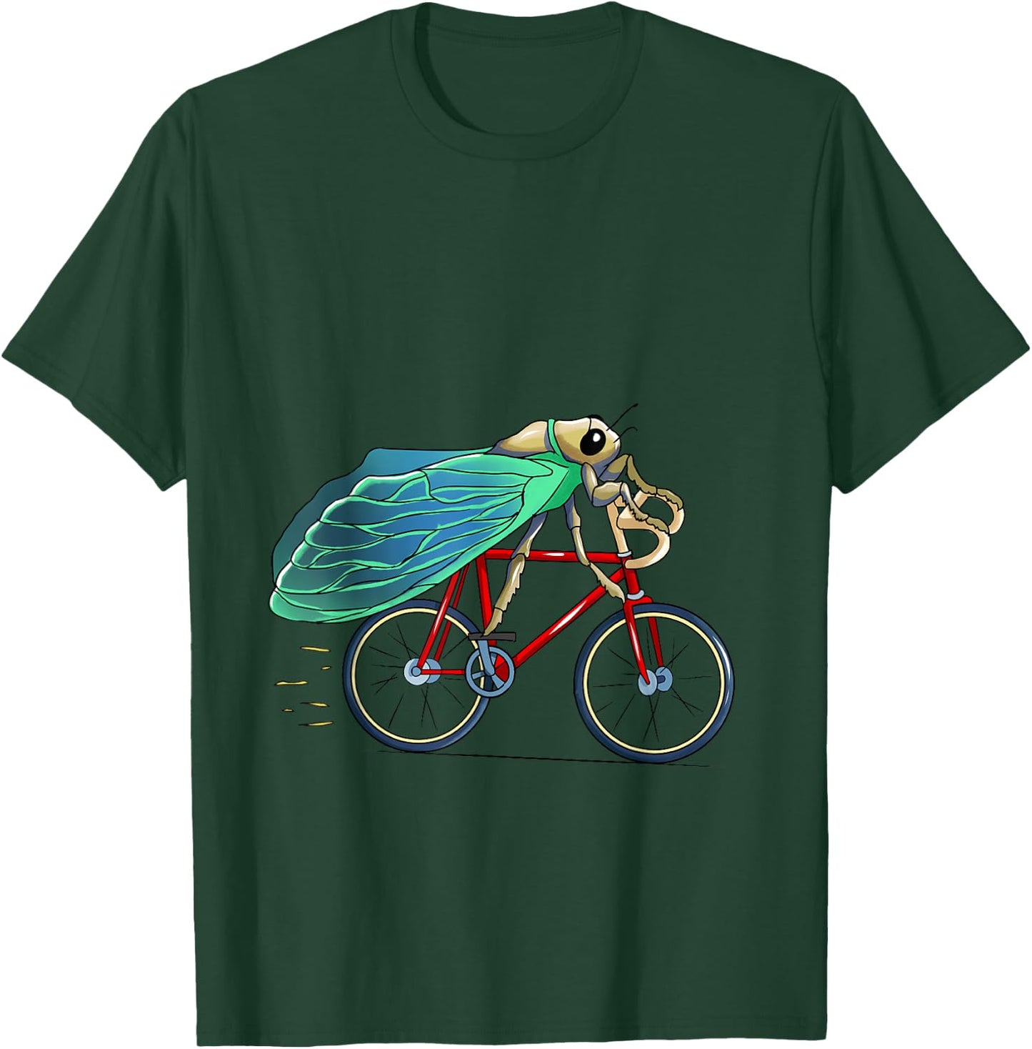 cicada Riding Bicycle Cute Biker Cyclist T-Shirt - T-Shirt | Forest