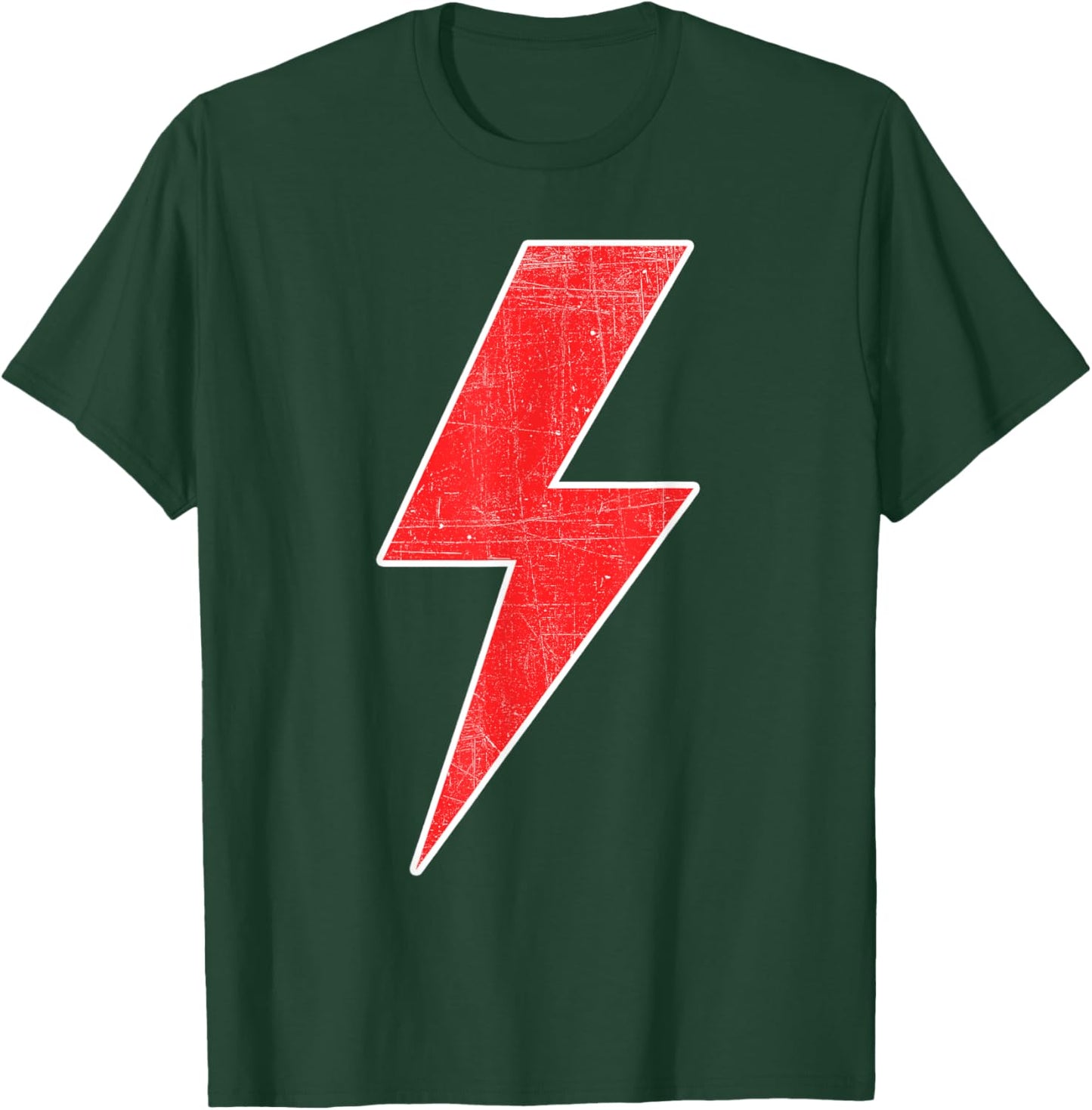 RED & WHITE Thunderbolt Lightning Bolt Design Team T-Shirt - T-Shirt | Forest