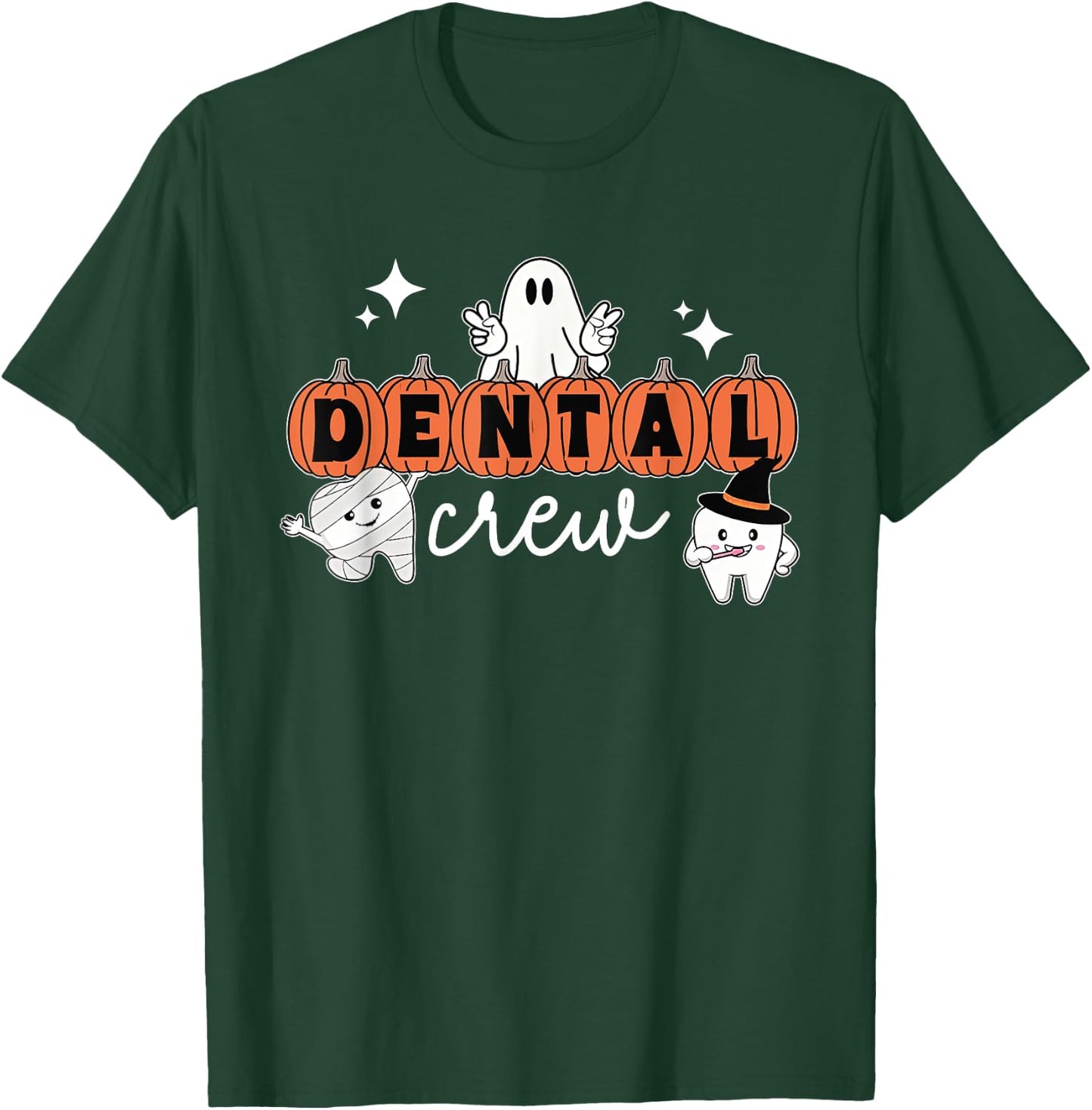 Halloween Dental Crew Pumpkin Ghost Spooky Dental Hygienist T-Shirt - T-Shirt | Forest