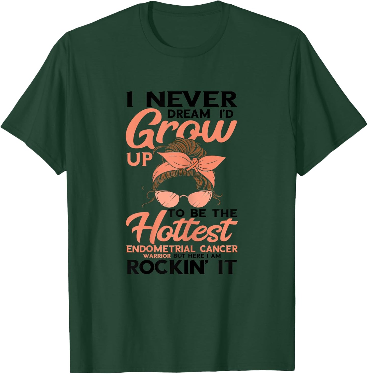 Hottest Endometrial Cancer Warrior Peach Ribbon Awareness T-Shirt - T-Shirt | Forest