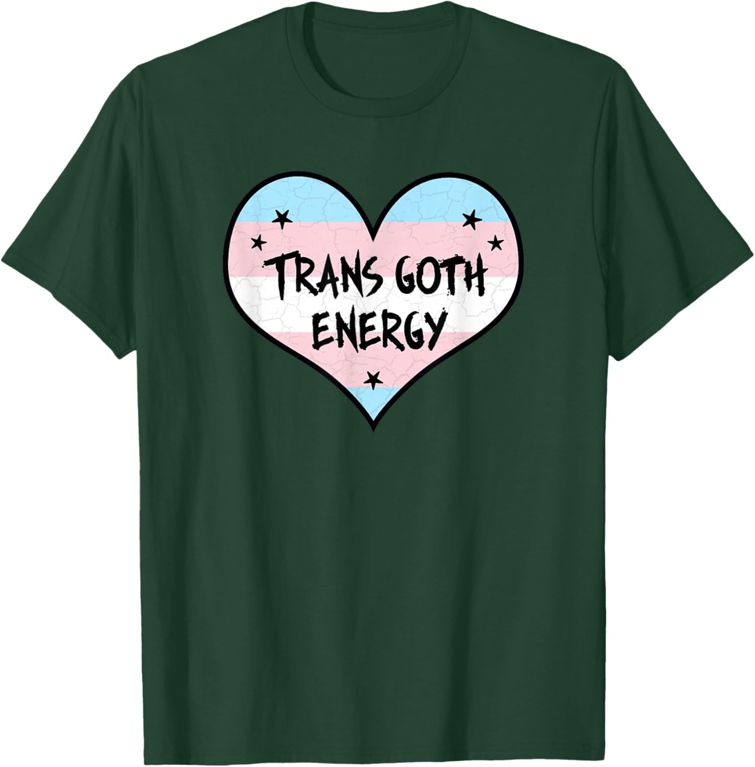 Trans Goth Energy Transgender Pride Flag Gothic Heart T-Shirt - T-Shirt | Forest