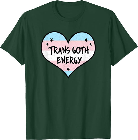 Trans Goth Energy Transgender Pride Flag Gothic Heart T-Shirt - T-Shirt | Forest