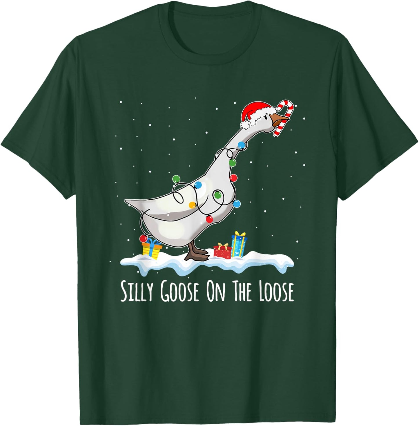 Cute Funny Santa Duck Silly Goose On The Loose Christmas T-Shirt - T-Shirt | Forest