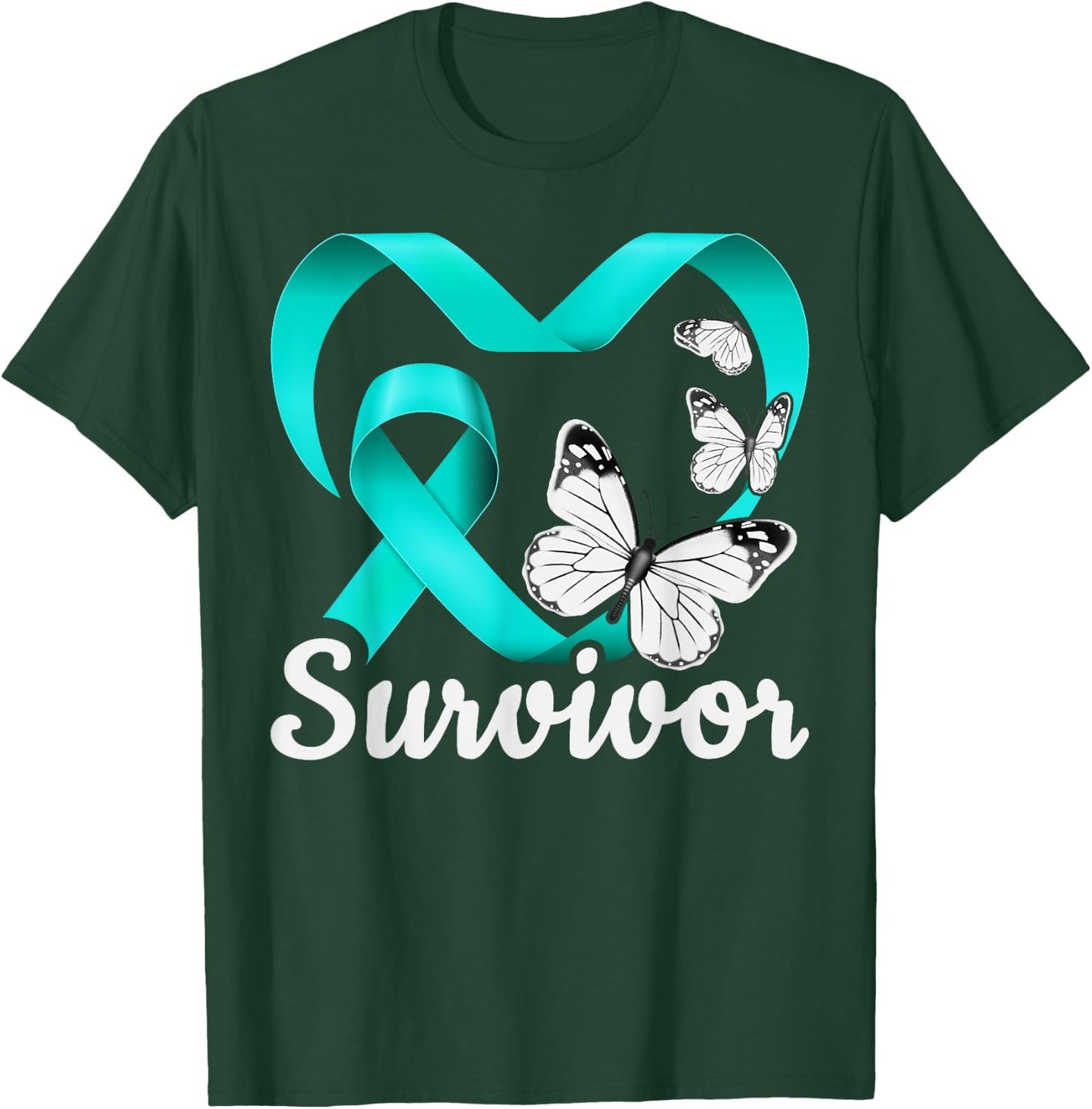 Sexual Assault Survivor, teal heart, butterflies T-Shirt - T-Shirt | Forest
