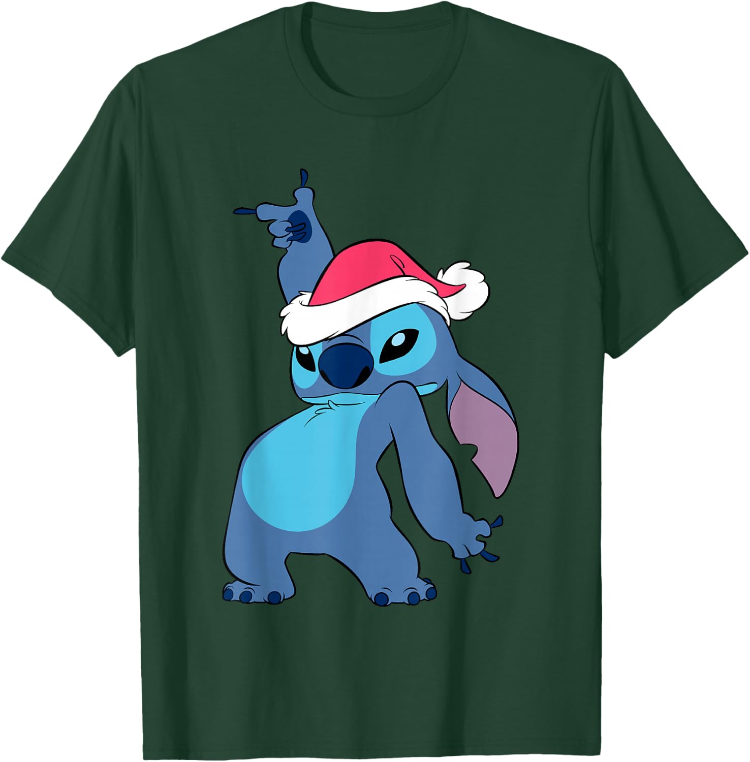 Disney Lilo & Stitch Christmas Santa Hat Stitch Portrait T-Shirt - T-Shirt | Forest