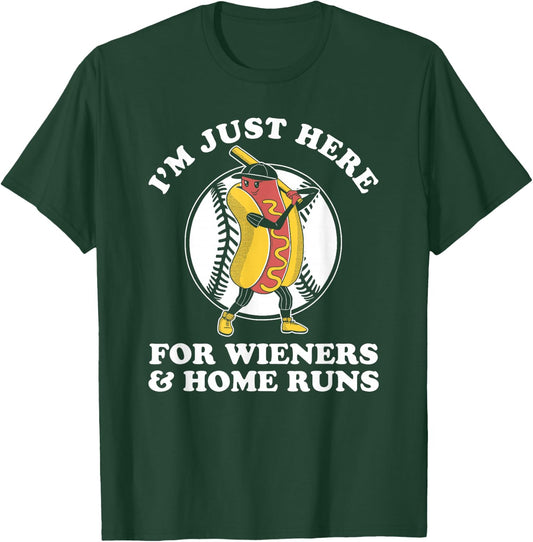 Funny Baseball Design Men Wieners & Home Runs T-Shirt - T-Shirt | Forest