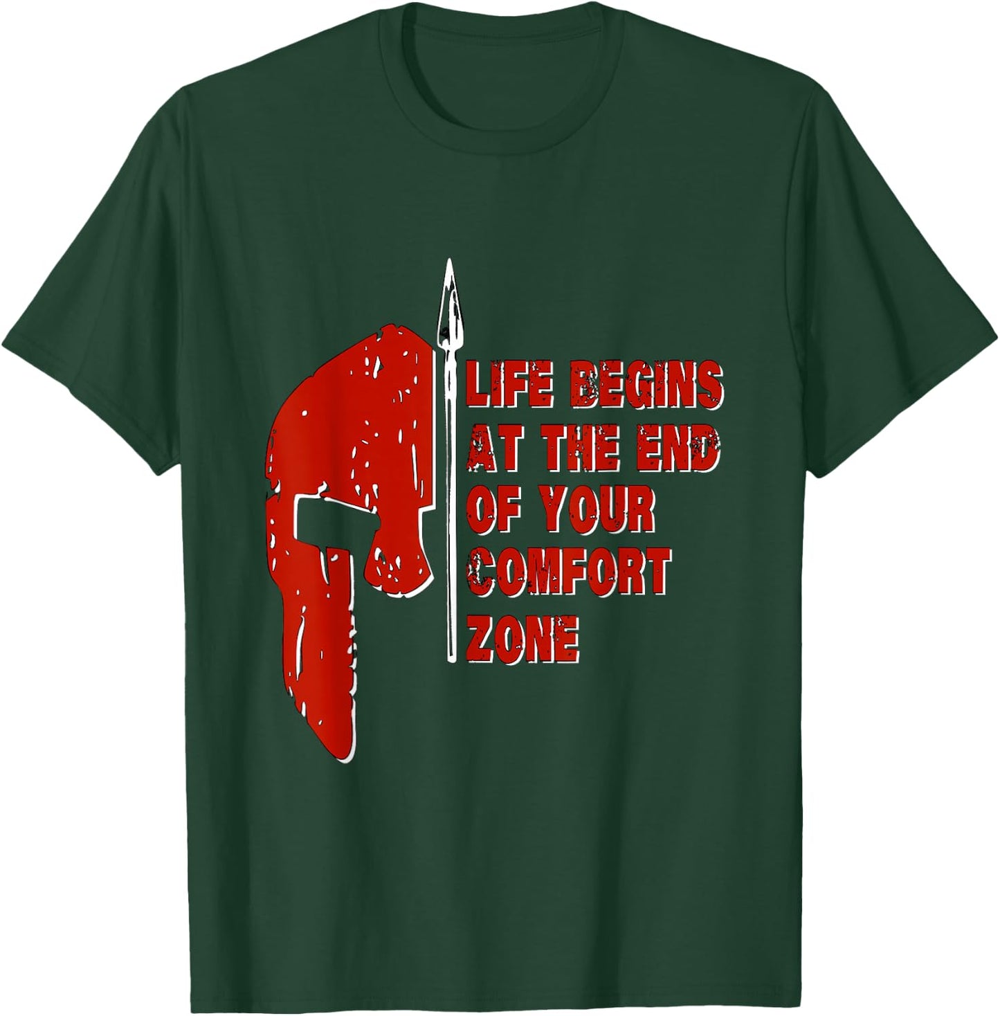 Spartan Race Life Begins At The End Of Your Comfort Zone T-Shirt - T-Shirt | Forest