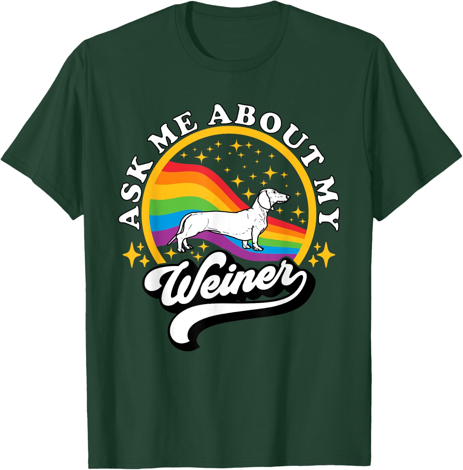 Funny Dachshund Wiener by TheMaesthetics -Adults Retro Wiener Dog Black Small T-Shirt - T-Shirt | Forest