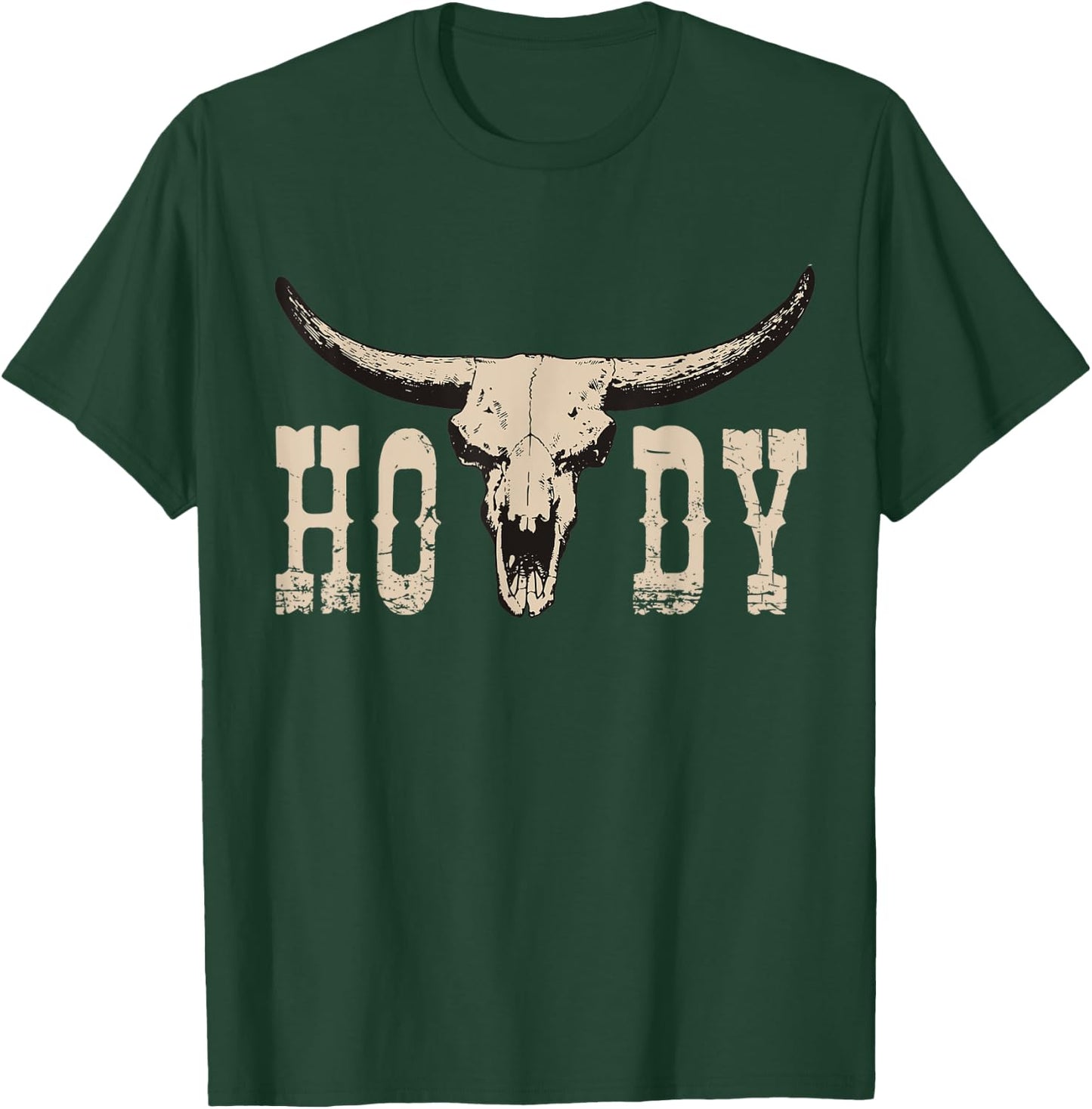 White Howdy Cow Skull Rodeo Western Country Southern Cowboy T-Shirt - T-Shirt | Forest