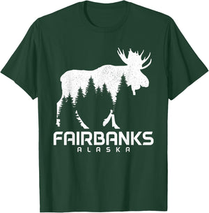Fairbanks Alaska Vintage Pride Souvenir Moose Nature T-Shirt - T-Shirt | Forest