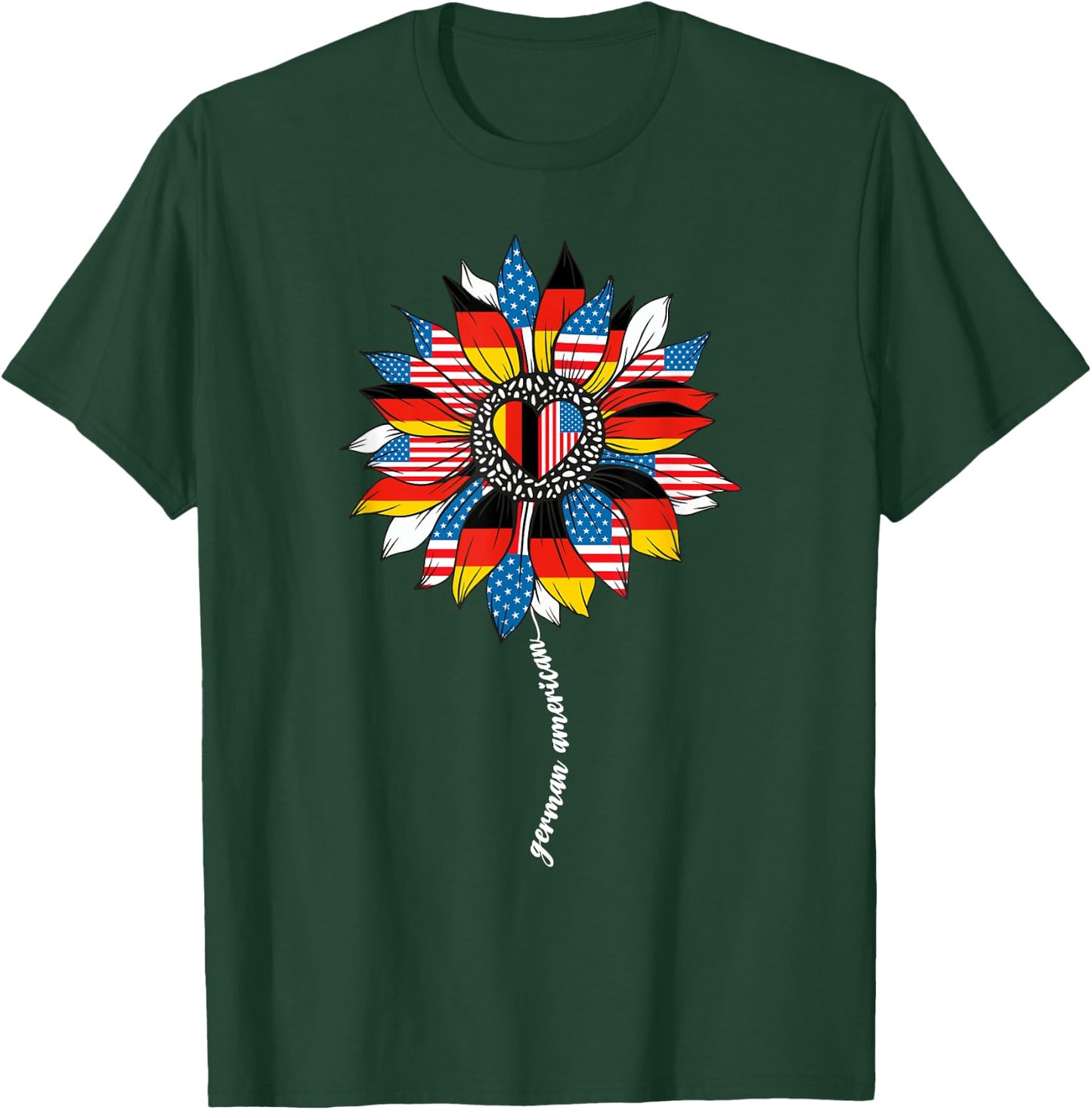 Half German And American Germany Usa Flag Girl Deutschland T-Shirt - T-Shirt | Forest